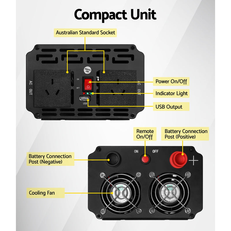 Load image into Gallery viewer, Giantz Power Inverter 2000W or 4000W Pure Sine Wave 12V-240V Camping Boat Caravan
