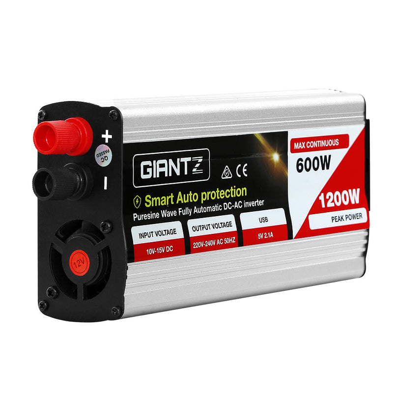 Load image into Gallery viewer, Giantz Power Inverter 600W/1200W 12V to 240V Pure Sine Wave Camping Car Boat
