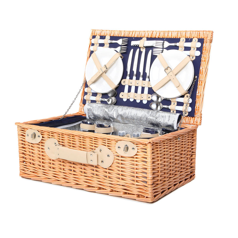 Load image into Gallery viewer, Alfresco 4 Person Picnic Basket Set Insulated Blanket
