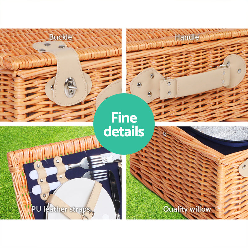 Load image into Gallery viewer, Alfresco 4 Person Picnic Basket Set Insulated Blanket
