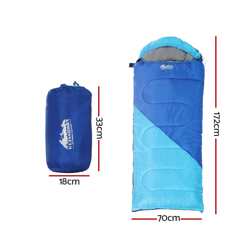 Load image into Gallery viewer, Weisshorn Sleeping Bag Kids Single 172cm Thermal Camping Hiking Blue
