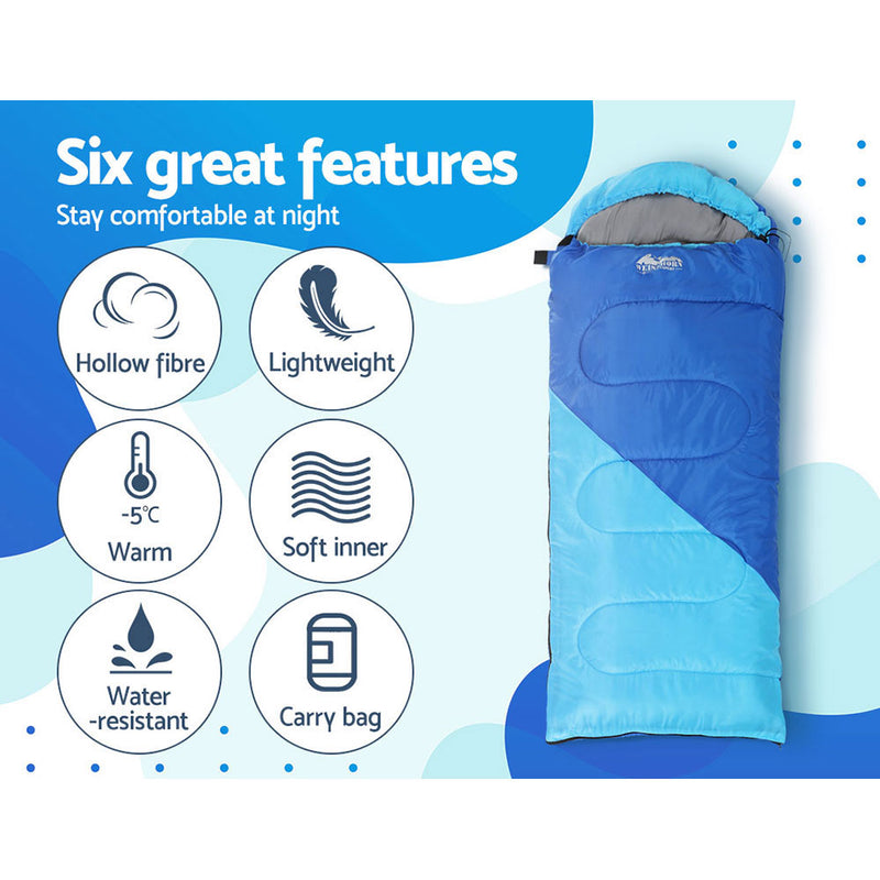 Load image into Gallery viewer, Weisshorn Sleeping Bag Kids Single 172cm Thermal Camping Hiking Blue
