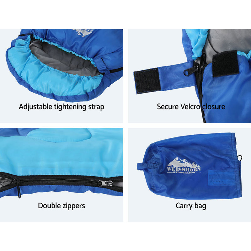 Load image into Gallery viewer, Weisshorn Sleeping Bag Kids Single 172cm Thermal Camping Hiking Blue
