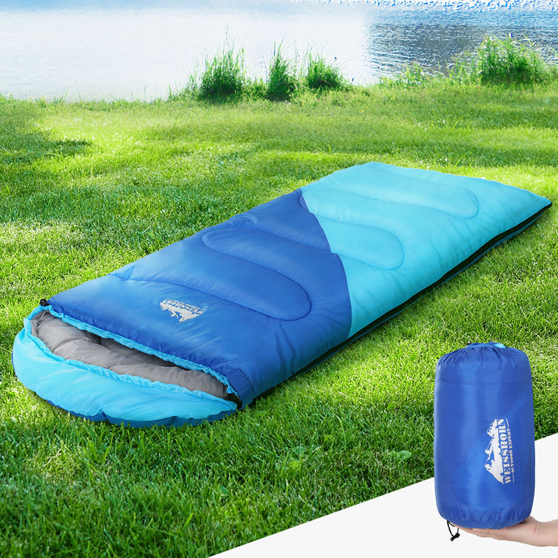 Load image into Gallery viewer, Weisshorn Sleeping Bag Kids Single 172cm Thermal Camping Hiking Blue
