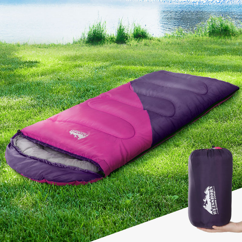 Load image into Gallery viewer, Weisshorn Sleeping Bag Kids Single 172cm Thermal Camping Hiking Pink
