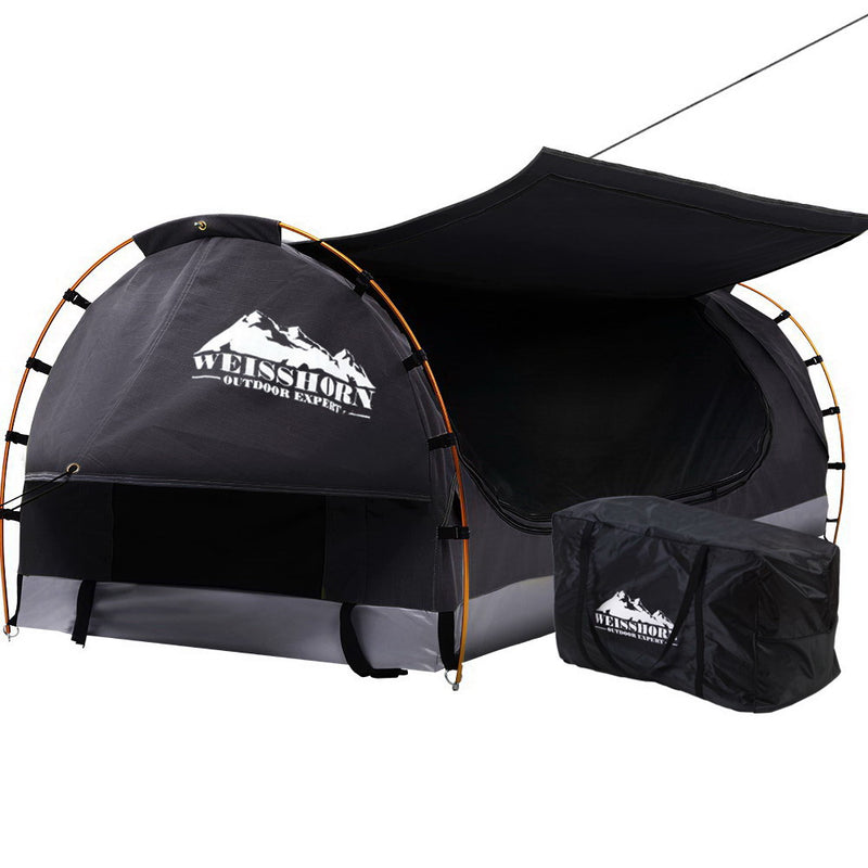 Load image into Gallery viewer, Weisshorn King Single Swag Camping Swags Canvas Free Standing Dome Tent Grey
