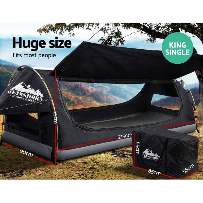 Load image into Gallery viewer, Weisshorn King Single Swag Camping Swags Canvas Free Standing Dome Tent Grey
