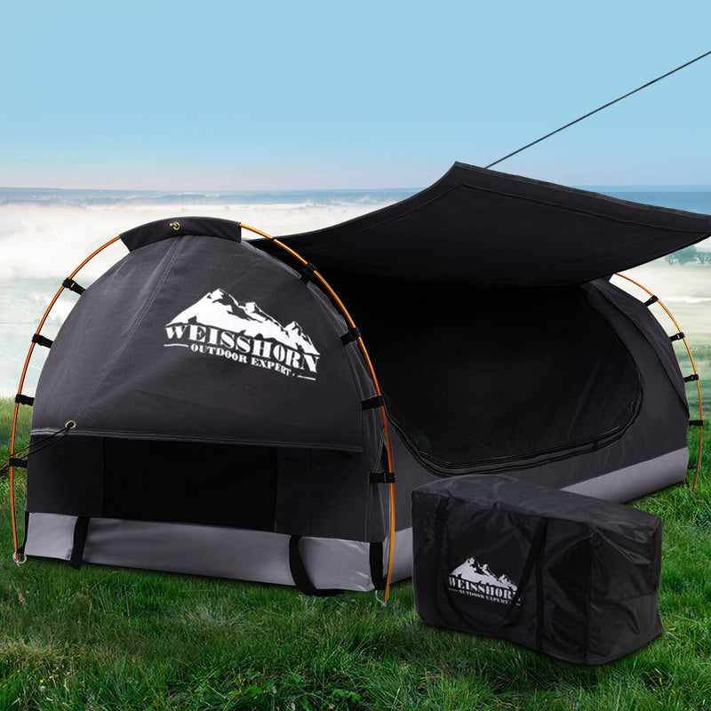 Load image into Gallery viewer, Weisshorn King Single Swag Camping Swags Canvas Free Standing Dome Tent Grey
