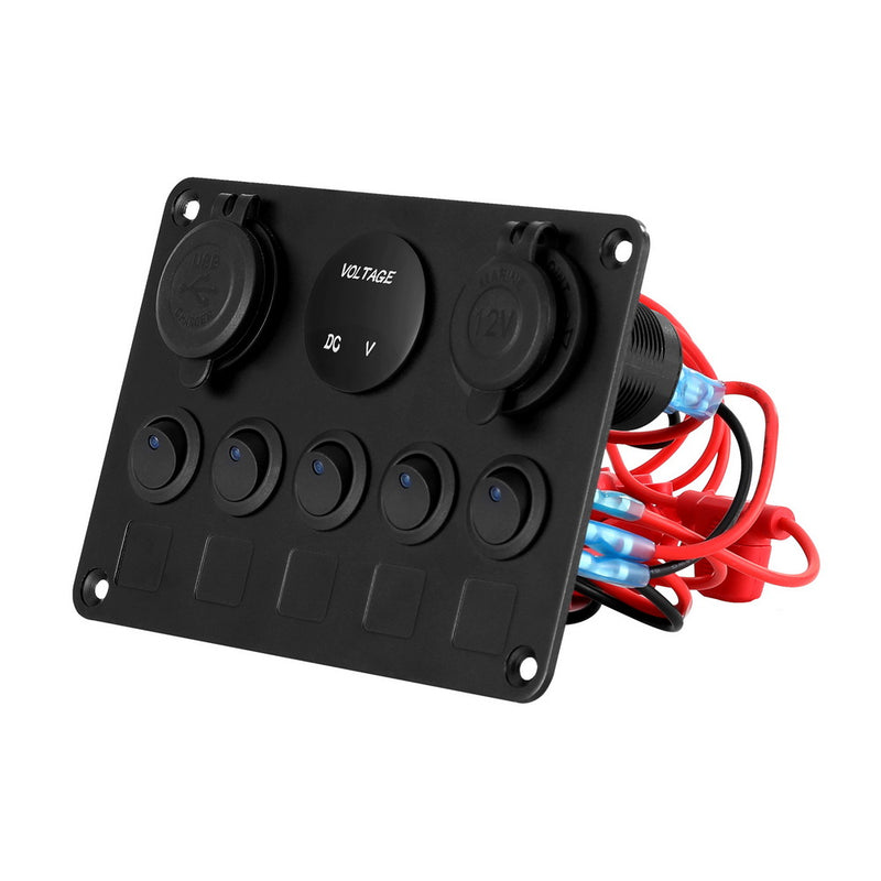 Load image into Gallery viewer, Giantz 5 Gang 12V Switch Panel For Car Boat Marine USB ON-OFF LED Rocker Toggle
