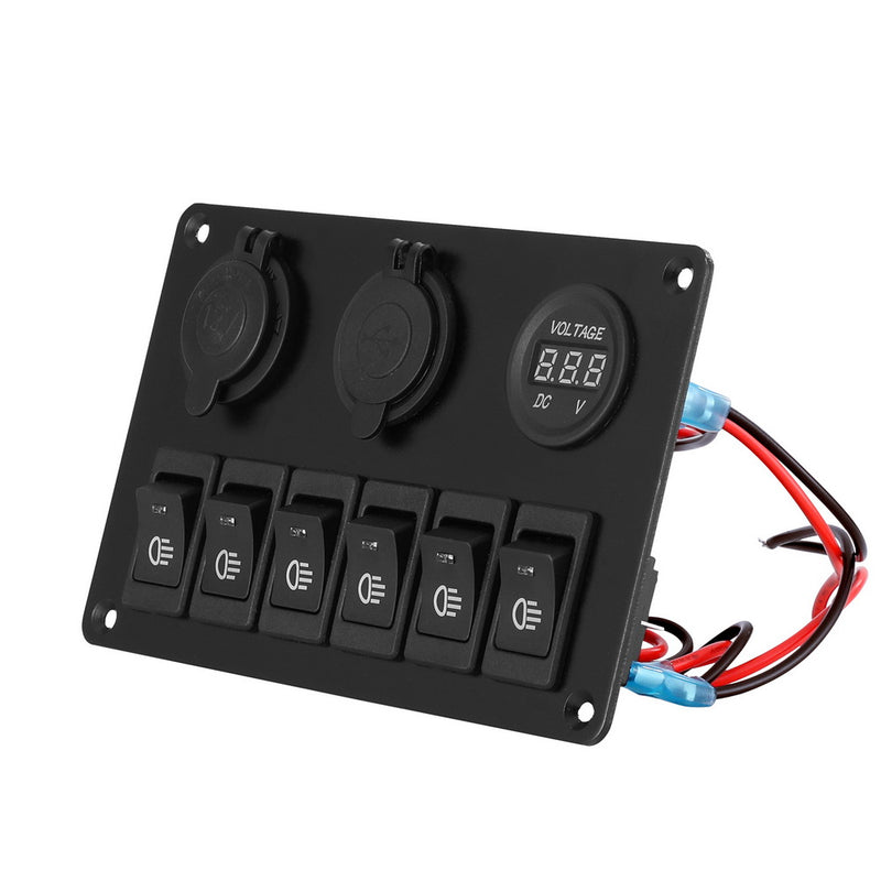 Load image into Gallery viewer, Giantz 6 Gang 12V Switch Panel For Car Boat Marine USB ON-OFF LED Rocker Toggle
