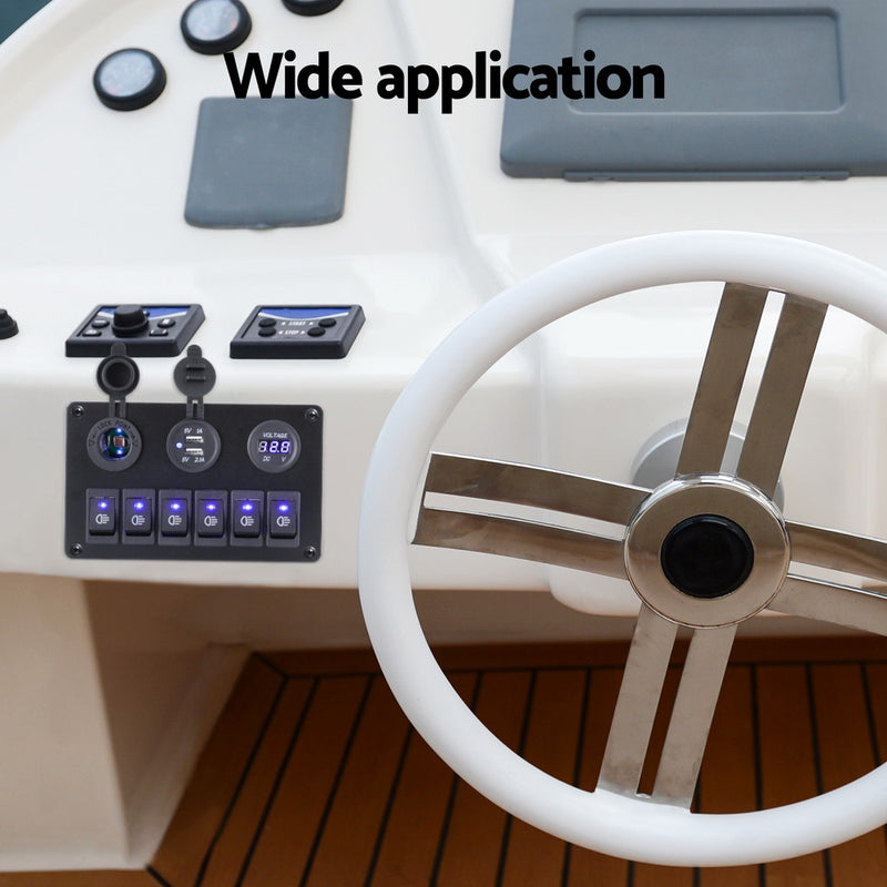 Load image into Gallery viewer, Giantz 6 Gang 12V Switch Panel For Car Boat Marine USB ON-OFF LED Rocker Toggle
