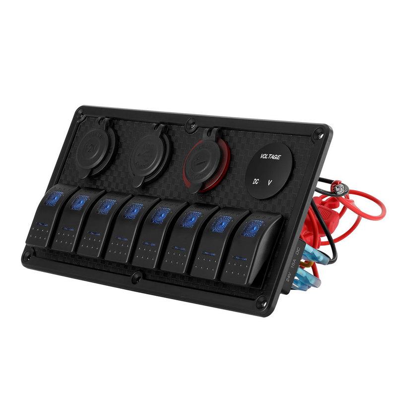 Load image into Gallery viewer, Giantz 8 Gang 12V Switch Panel For Car Boat Marine USB ON-OFF LED Rocker Toggle
