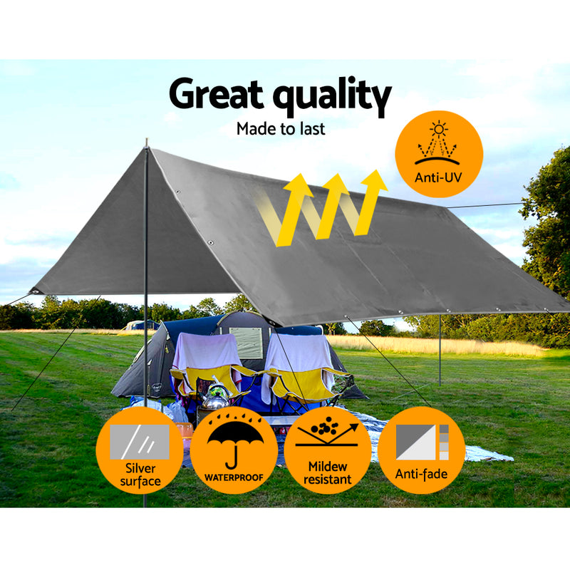 Load image into Gallery viewer, Instahut Tarp Tarpaulin 3x4.5m Canvas Camping Heavy Duty Sun Cover
