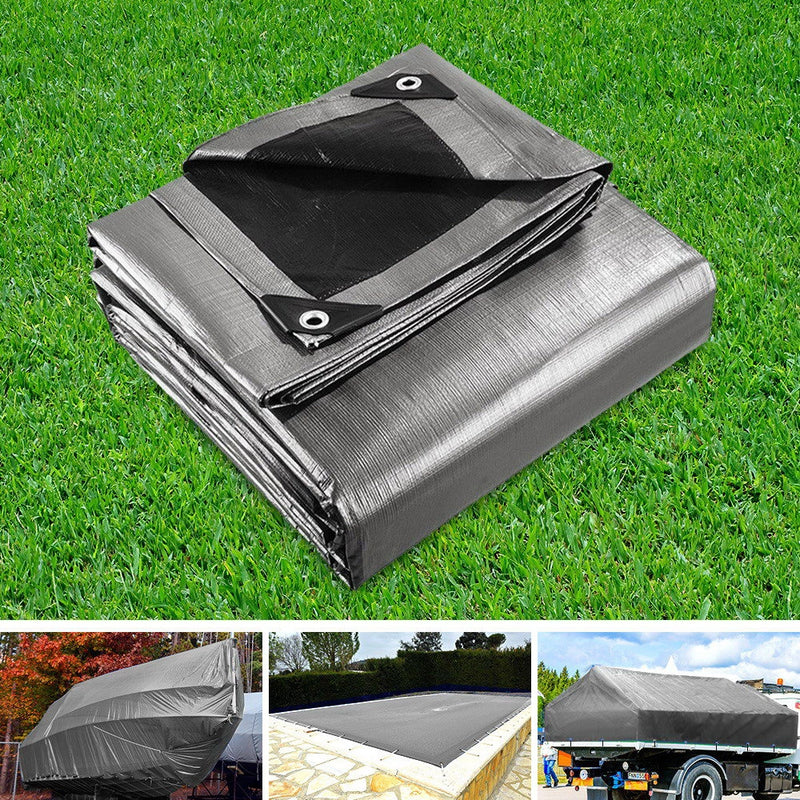 Load image into Gallery viewer, Instahut Tarp Tarpaulin 3x4.5m Canvas Camping Heavy Duty Sun Cover
