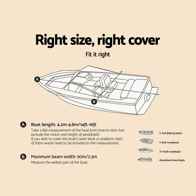 Load image into Gallery viewer, Seamanship 14- 16ft Boat Cover Trailerable Marine Grade 600D
