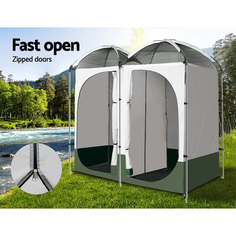 Load image into Gallery viewer, Weisshorn Double Camping Shower Toilet Tent Outdoor Portable Change Room
