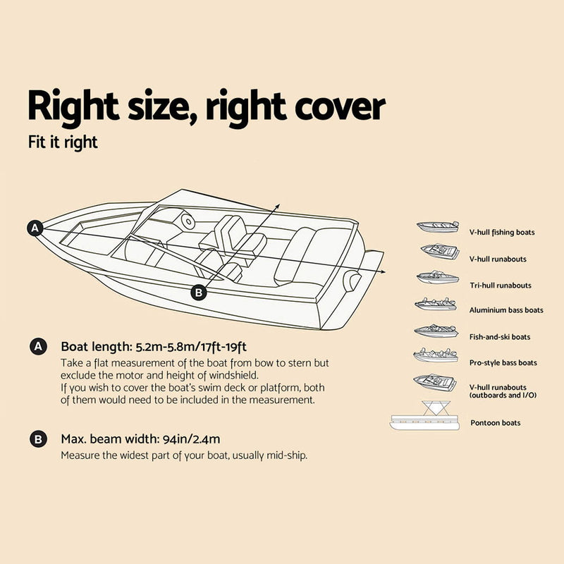 Load image into Gallery viewer, Seamanship 17-19ft Boat Cover Trailerable Jumbo 600D Marine Heavy Duty
