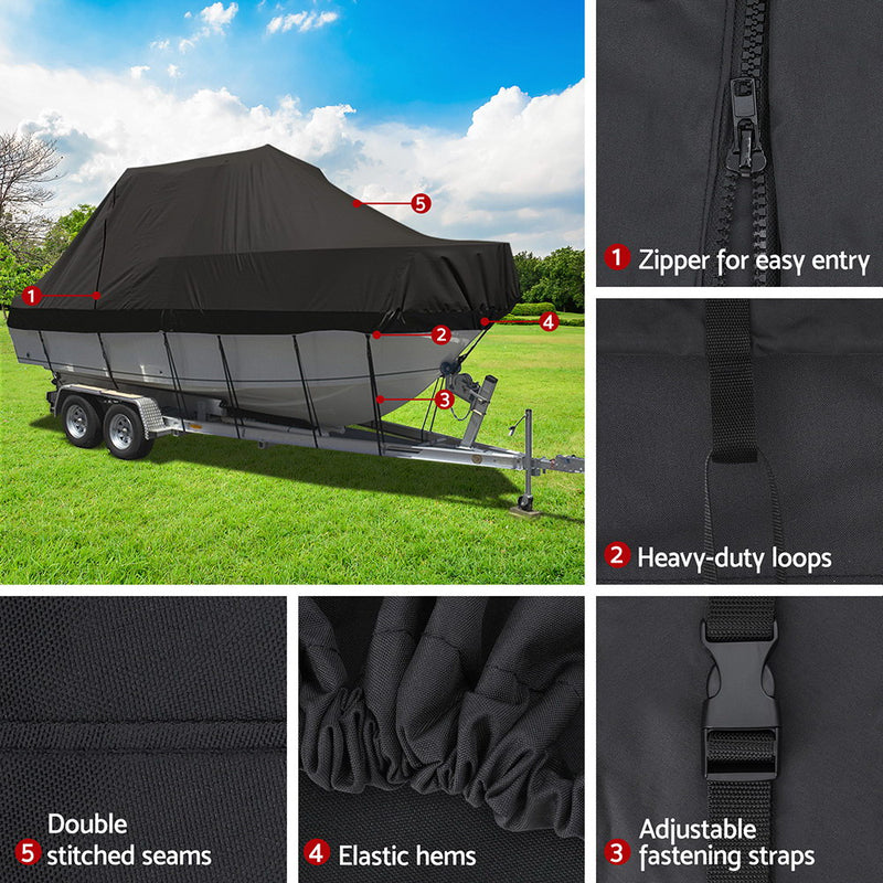 Load image into Gallery viewer, Seamanship Boat Cover 19-21ft Trailerable Jumbo Marine Grade Heavy Duty Black
