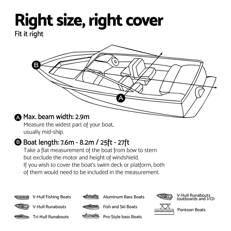 Load image into Gallery viewer, Seamanship Boat Cover 25-27ft Trailerable Jumbo Marine 600D Heavy Duty Black
