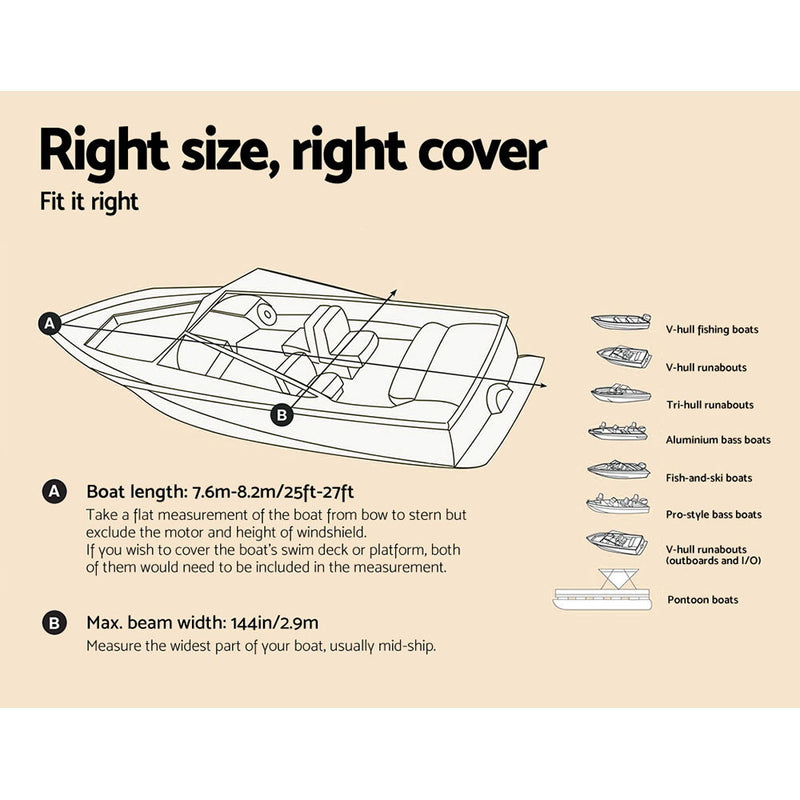 Load image into Gallery viewer, Seamanship Boat Cover 25-27ft Trailerable Jumbo Marine 600D Heavy Duty Grey
