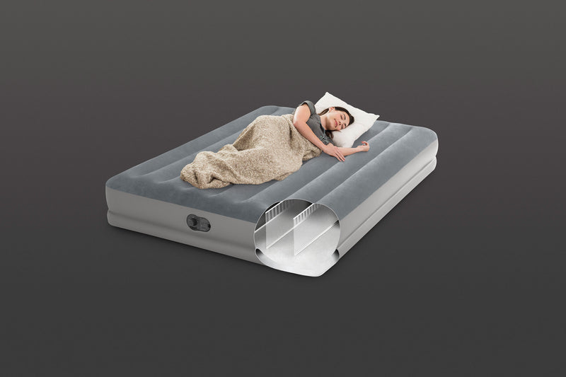 Load image into Gallery viewer, INTEX Queen Dura-Beam Standard Prestige Air Mattress 12&quot; Queen w/ Built-In USB Electric Pump 64114
