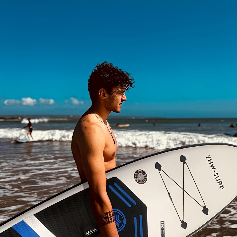 Load image into Gallery viewer, Inflatable vertical paddle set for water sports and surfing-including air pump, paddle, rope, backpack, fin box and maintenance tools.
