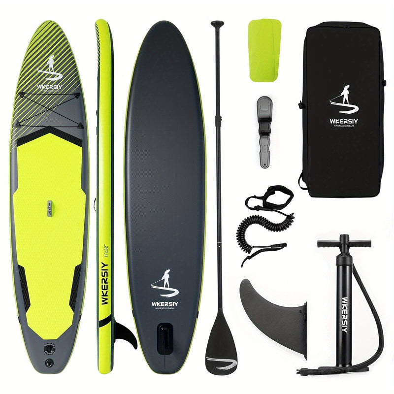 Load image into Gallery viewer, Inflatable vertical paddle set for water sports and surfing-including air pump, paddle, rope, backpack, fin box and maintenance tools.
