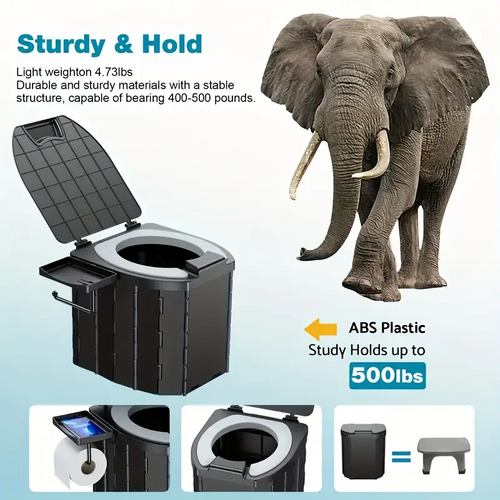 Portable folding toilets with PU seat cushions and portable toilets with covers, suitable for RVS, cars, camping and hiking