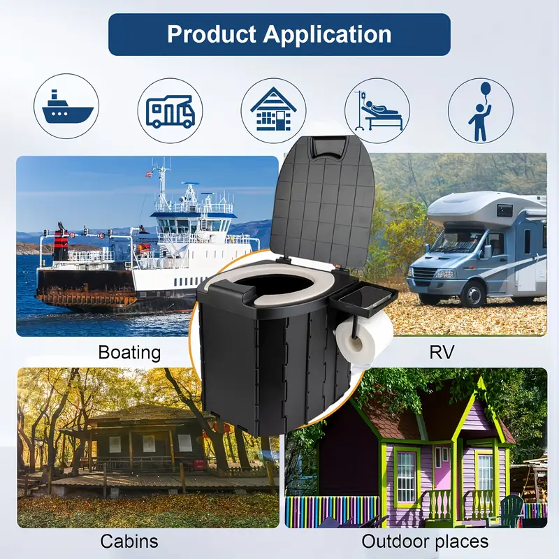 Load image into Gallery viewer, Portable folding toilets with PU seat cushions and portable toilets with covers, suitable for RVS, cars, camping and hiking
