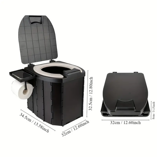 Portable folding toilets with PU seat cushions and portable toilets with covers, suitable for RVS, cars, camping and hiking