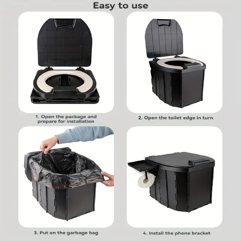 Load image into Gallery viewer, Portable folding toilets with PU seat cushions and portable toilets with covers, suitable for RVS, cars, camping and hiking
