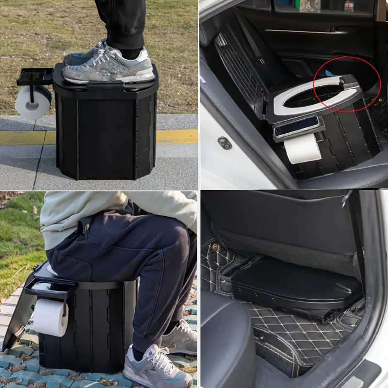 Load image into Gallery viewer, Portable folding toilets with PU seat cushions and portable toilets with covers, suitable for RVS, cars, camping and hiking
