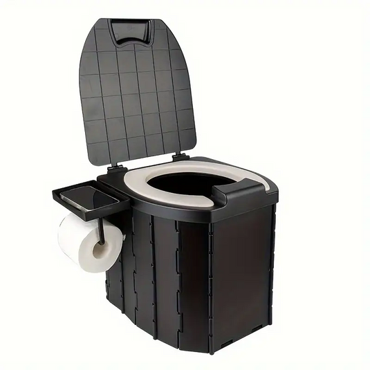 Portable folding toilets with PU seat cushions and portable toilets with covers, suitable for RVS, cars, camping and hiking