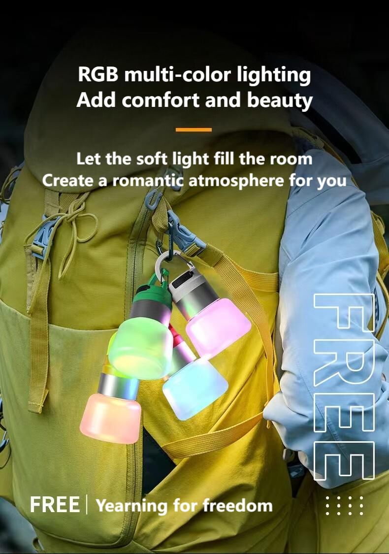 Load image into Gallery viewer, Two random color (green - yellow - white - red) outdoor camping lights, convenient for hiking, multi-scenario water bottle lights, ambient lights, suspended hanging lights with focused light
