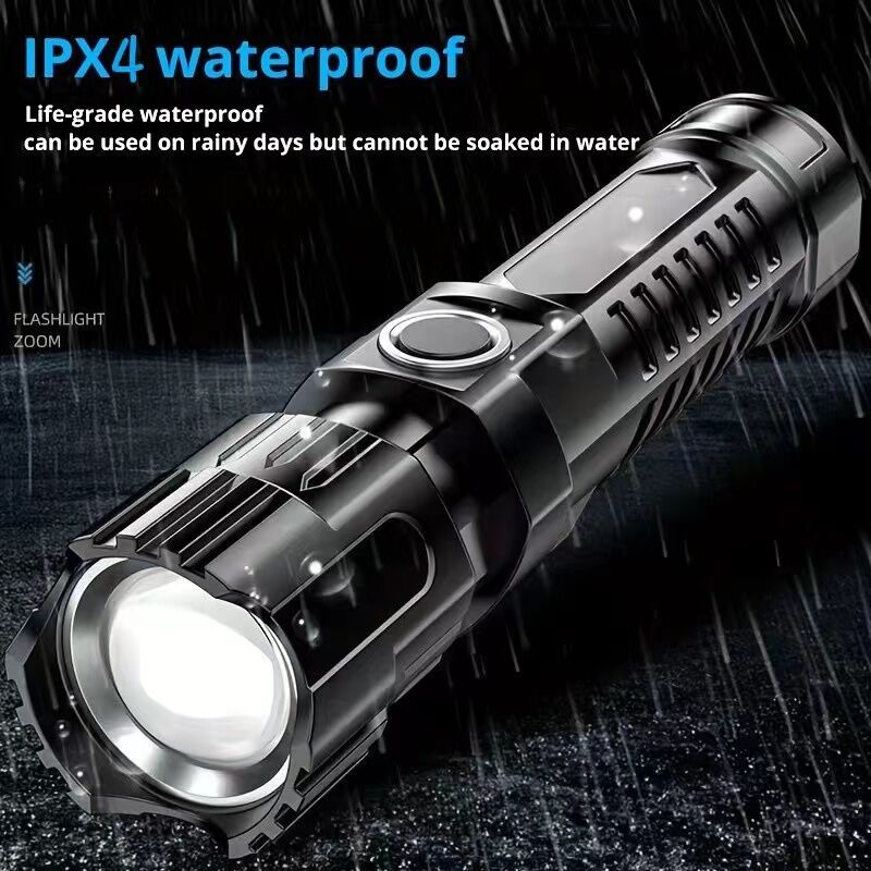 Load image into Gallery viewer, 1 USB rechargeable flashlight, ultra-bright LED handheld outdoor emergency light, with telescopic zoom, wide beam, 1800mAh lithium battery, 150 lumens, suitable for camping, hiking, exploration and daily use, camping flashlight
