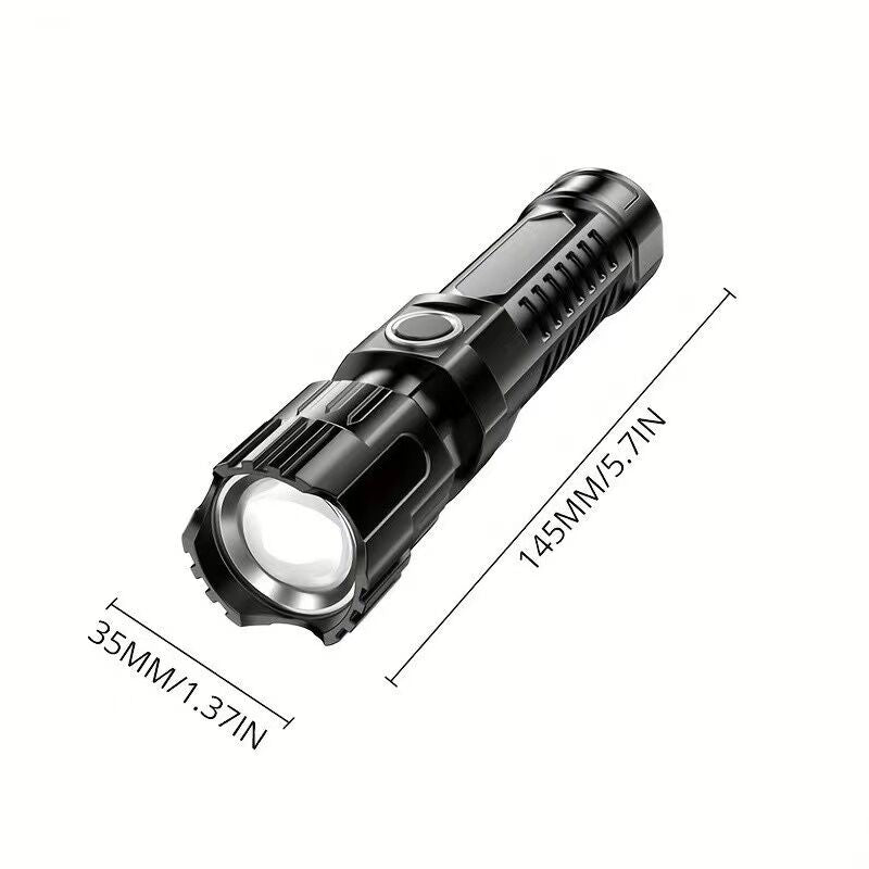Load image into Gallery viewer, 1 USB rechargeable flashlight, ultra-bright LED handheld outdoor emergency light, with telescopic zoom, wide beam, 1800mAh lithium battery, 150 lumens, suitable for camping, hiking, exploration and daily use, camping flashlight

