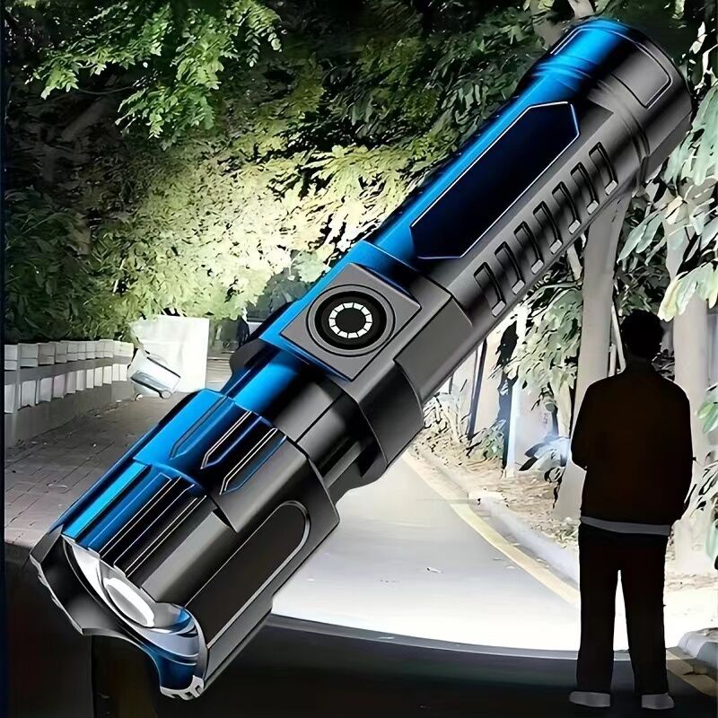 Load image into Gallery viewer, 1 USB rechargeable flashlight, ultra-bright LED handheld outdoor emergency light, with telescopic zoom, wide beam, 1800mAh lithium battery, 150 lumens, suitable for camping, hiking, exploration and daily use, camping flashlight
