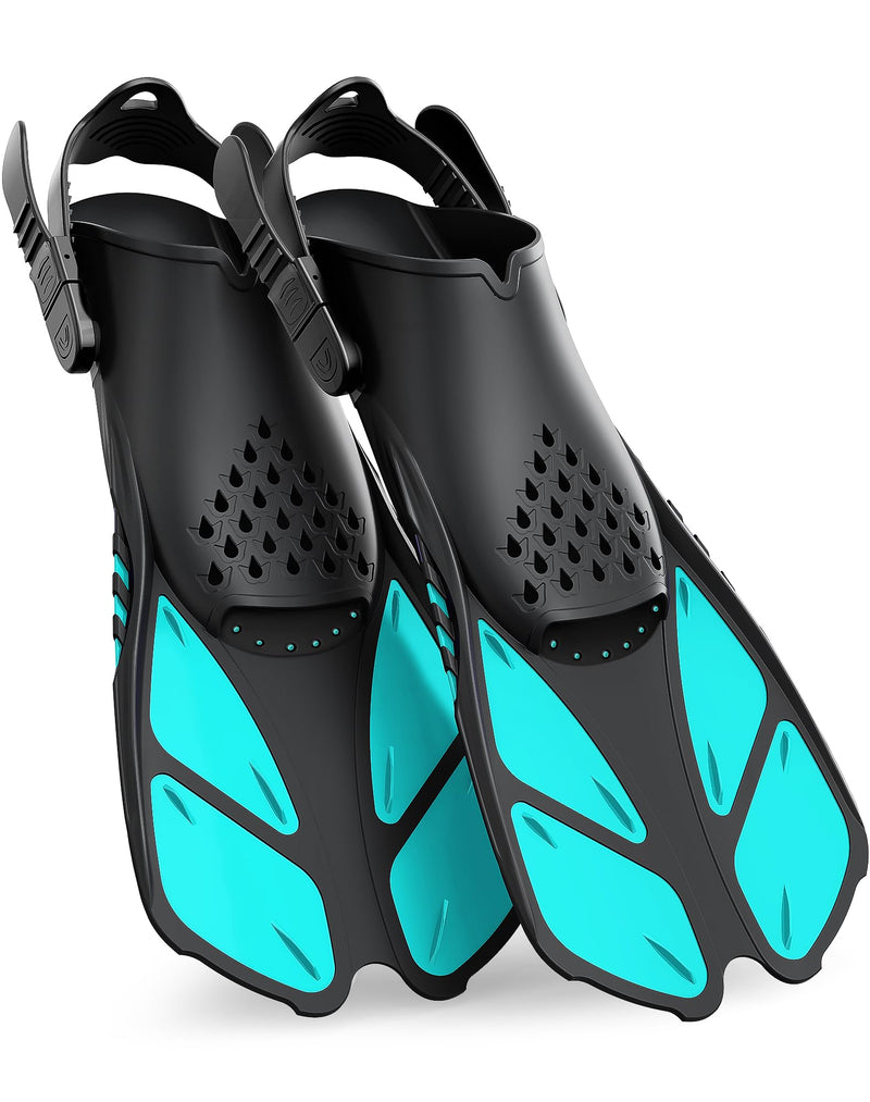 Load image into Gallery viewer, Green Adjustable Open Heel Snorkel Fins, Travel-Size Short Swim Flippers for Snorkeling, Diving &amp; Swimming, Adult Men &amp; Women（L/XL）
