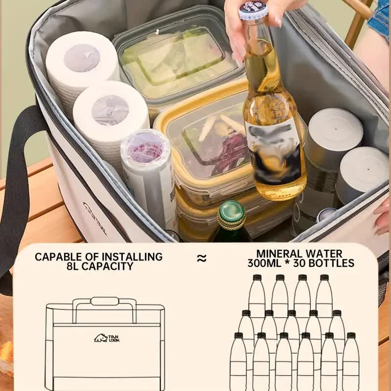 Load image into Gallery viewer, Beige Insulated Picnic Cooler Bag: Portable Waterproof Ice Bag for Outdoor Camping, Picnics &amp; Home Use（17L）
