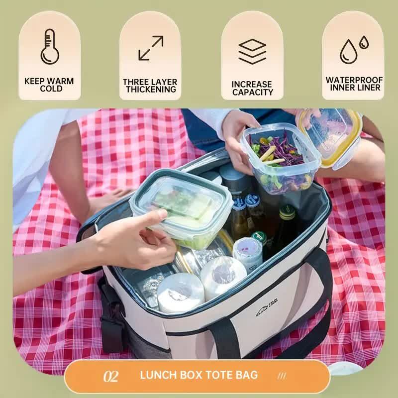 Load image into Gallery viewer, Beige Insulated Picnic Cooler Bag: Portable Waterproof Ice Bag for Outdoor Camping, Picnics &amp; Home Use（17L）
