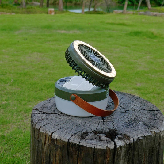 Camping Light with Fan, Portable Hanging Lamp for Tent, IPX4 Waterproof, 4 Mode Light Camping Lantern and 3 -Speed Quiet Fan,USB & Auxiliary Solar Charging，for Camping/College Dorm (Army Green)