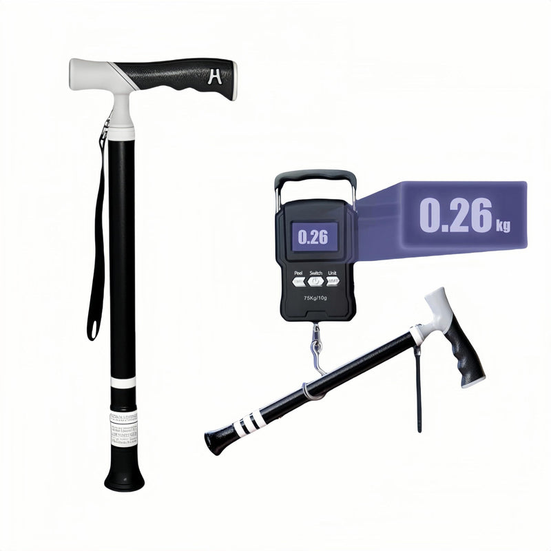Load image into Gallery viewer, Lightweight Foldable Walking Cane: Adjustable Dual-Mode (T/Grip) Stick – 0.26kg, Portable for Daily/Hiking Use
