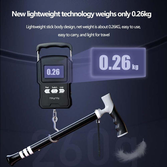 Lightweight Foldable Walking Cane: Adjustable Dual-Mode (T/Grip) Stick – 0.26kg, Portable for Daily/Hiking Use