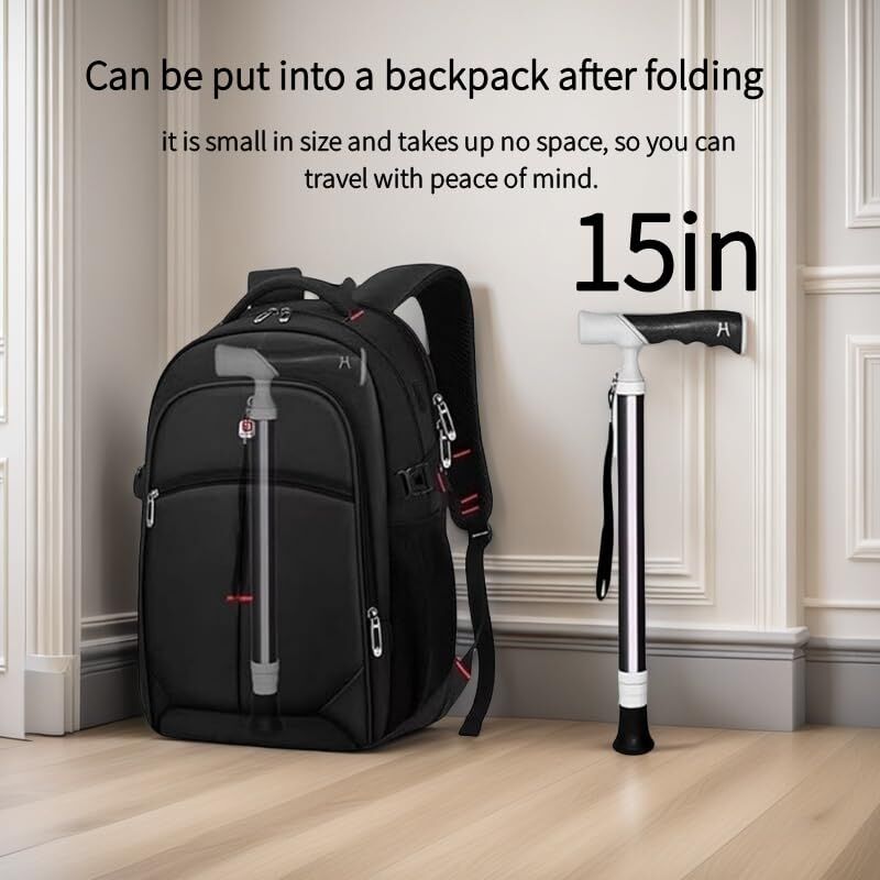 Load image into Gallery viewer, Lightweight Foldable Walking Cane: Adjustable Dual-Mode (T/Grip) Stick – 0.26kg, Portable for Daily/Hiking Use
