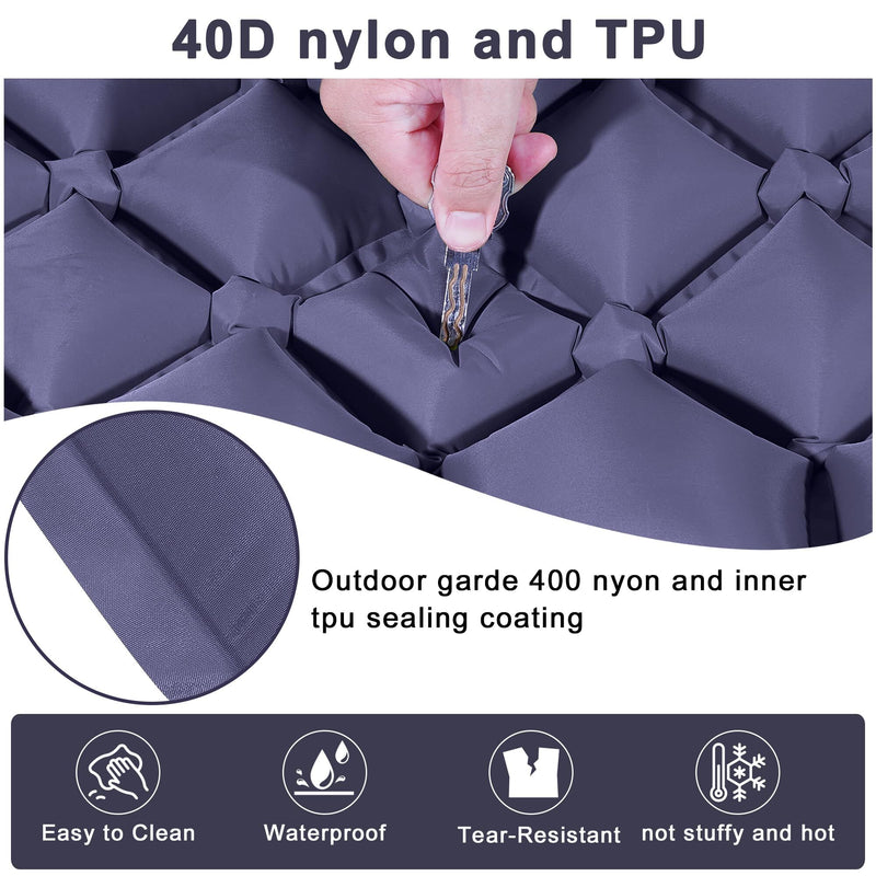 Load image into Gallery viewer, Double Camping Pad with Built-in Pillow: Foot Pump Inflatable Mattress for Tent/Backpacking – Ultralight, Foldable (Dark Blue)
