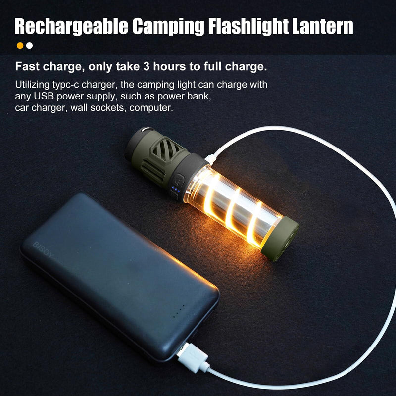 Load image into Gallery viewer, Rechargeable 3-in-1 Camping Light with Mosquito Repellent &amp; Dual Heating – Bright Flashlight, Warm Lantern, Type-C Charging (Army Green)
