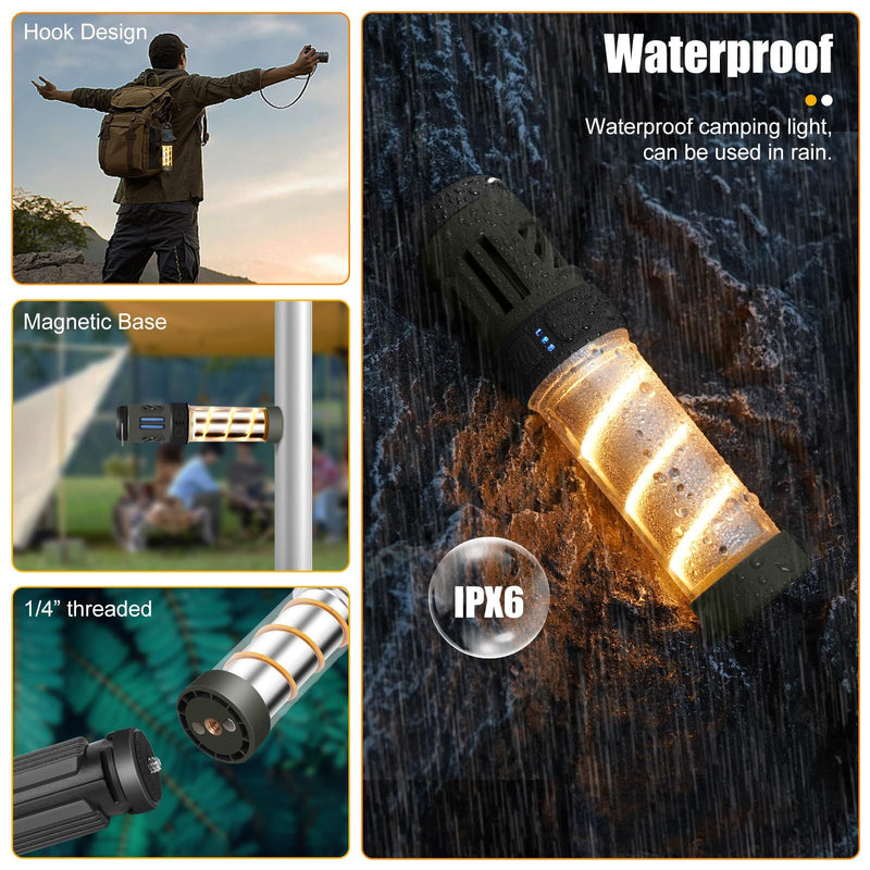 Load image into Gallery viewer, Rechargeable 3-in-1 Camping Light with Mosquito Repellent &amp; Dual Heating – Bright Flashlight, Warm Lantern, Type-C Charging (Army Green)
