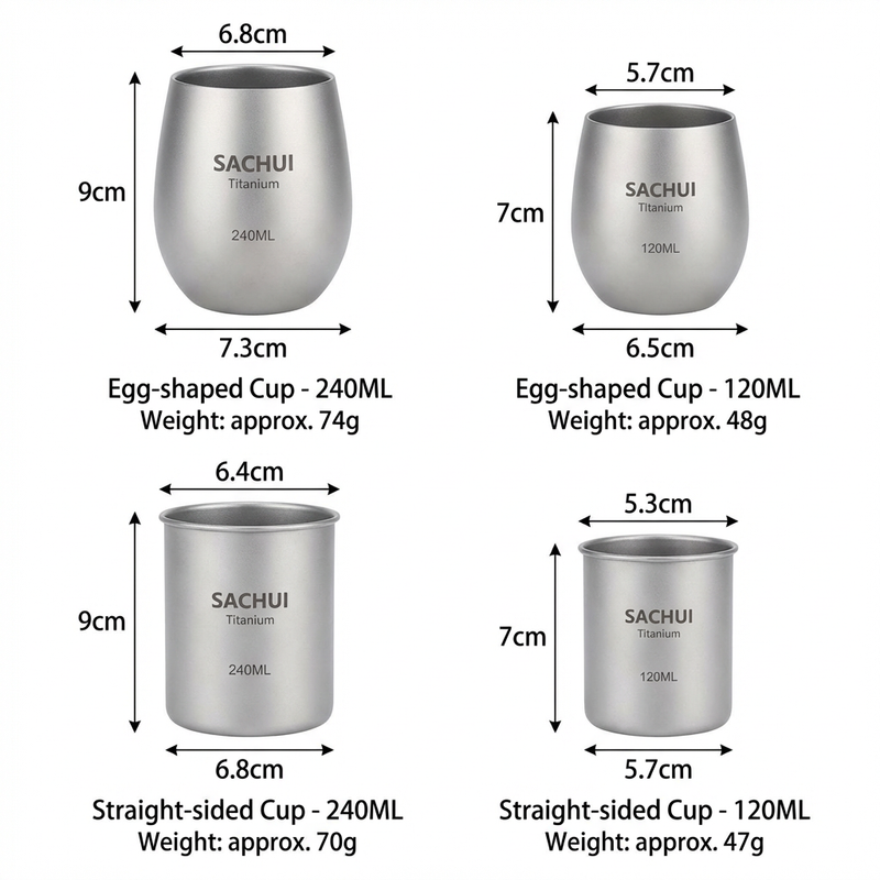 Load image into Gallery viewer, 4-Piece Pure Titanium Cup Set – Double-Walled, Lightweight, Stackable Outdoor Drinking Cups for Camping, Hiking, Travel and Office Use (Gray)
