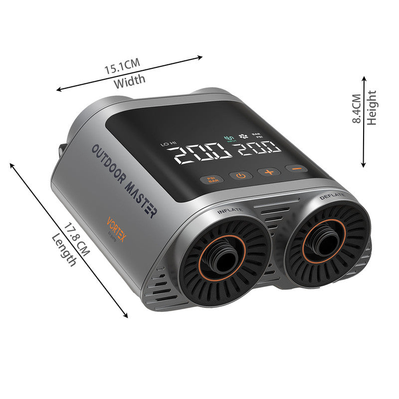 Load image into Gallery viewer, OutdoorMaster Vortex Paddle Board Pump Electric Portable, Max 20PSI SUP Air Pump Inflator &amp; Deflator, 12V/15.8V DC Input, Auto Off &amp; Cooling, 8 Nozzles Pump for Paddle Board, Inflatables - No Battery
