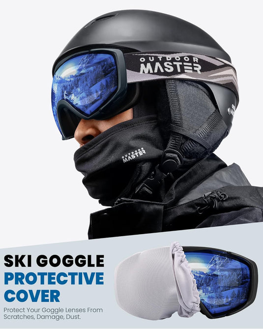 OutdoorMaster Ski Goggles with Cover Snowboard Snow Goggles OTG Anti-Fog -100% UV Protection-OM-18